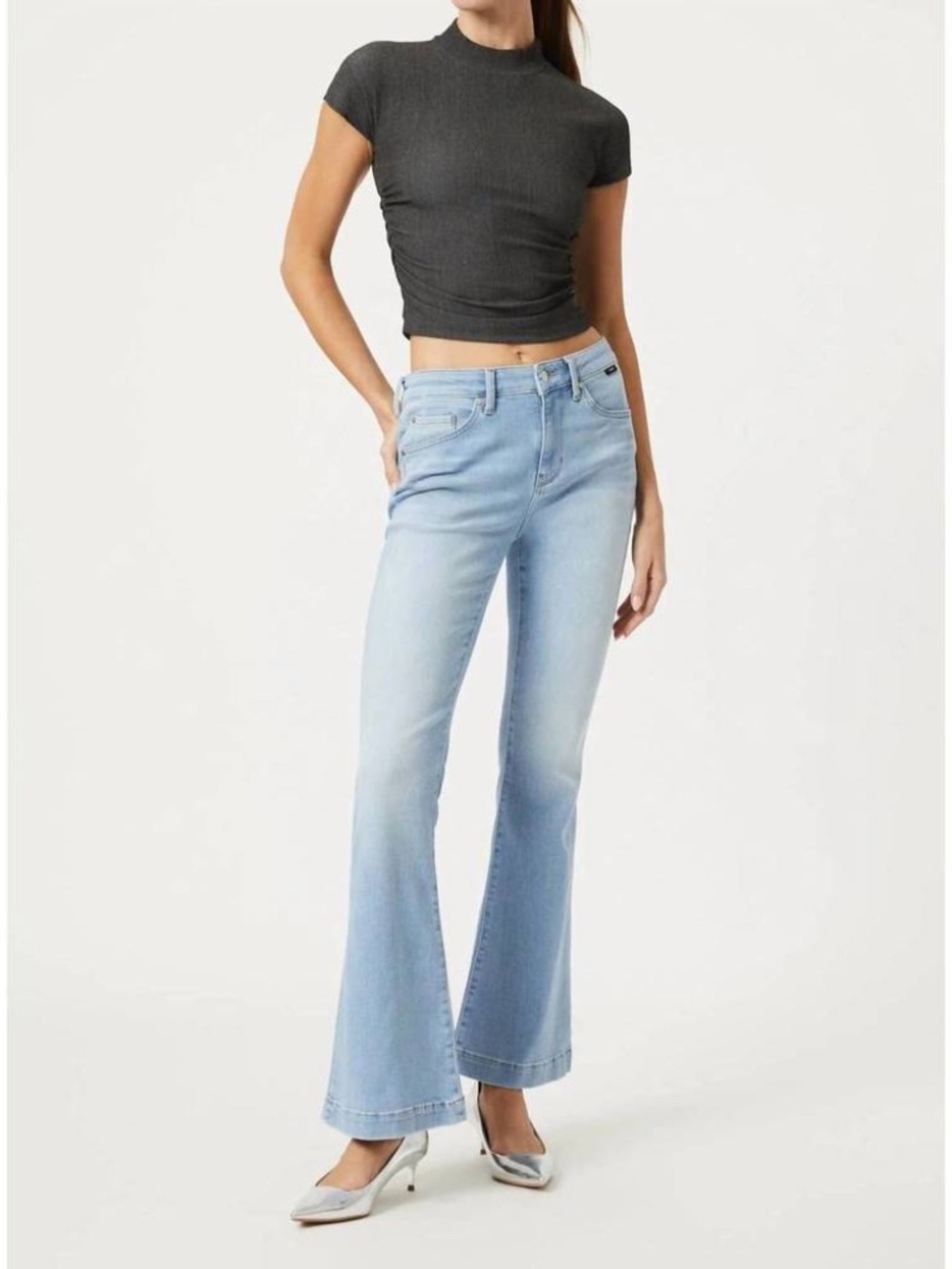 Mavi Sydney High Rise Flare Jeans Bleached Feather Blue